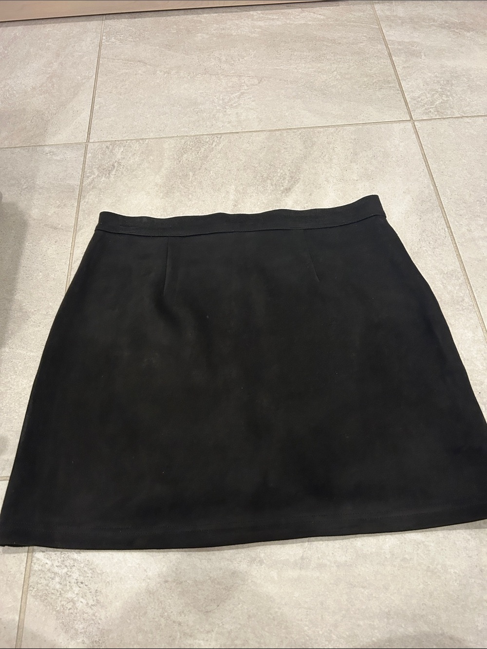 Faux suede Black Women's Mini Skirt - Classic A-Line